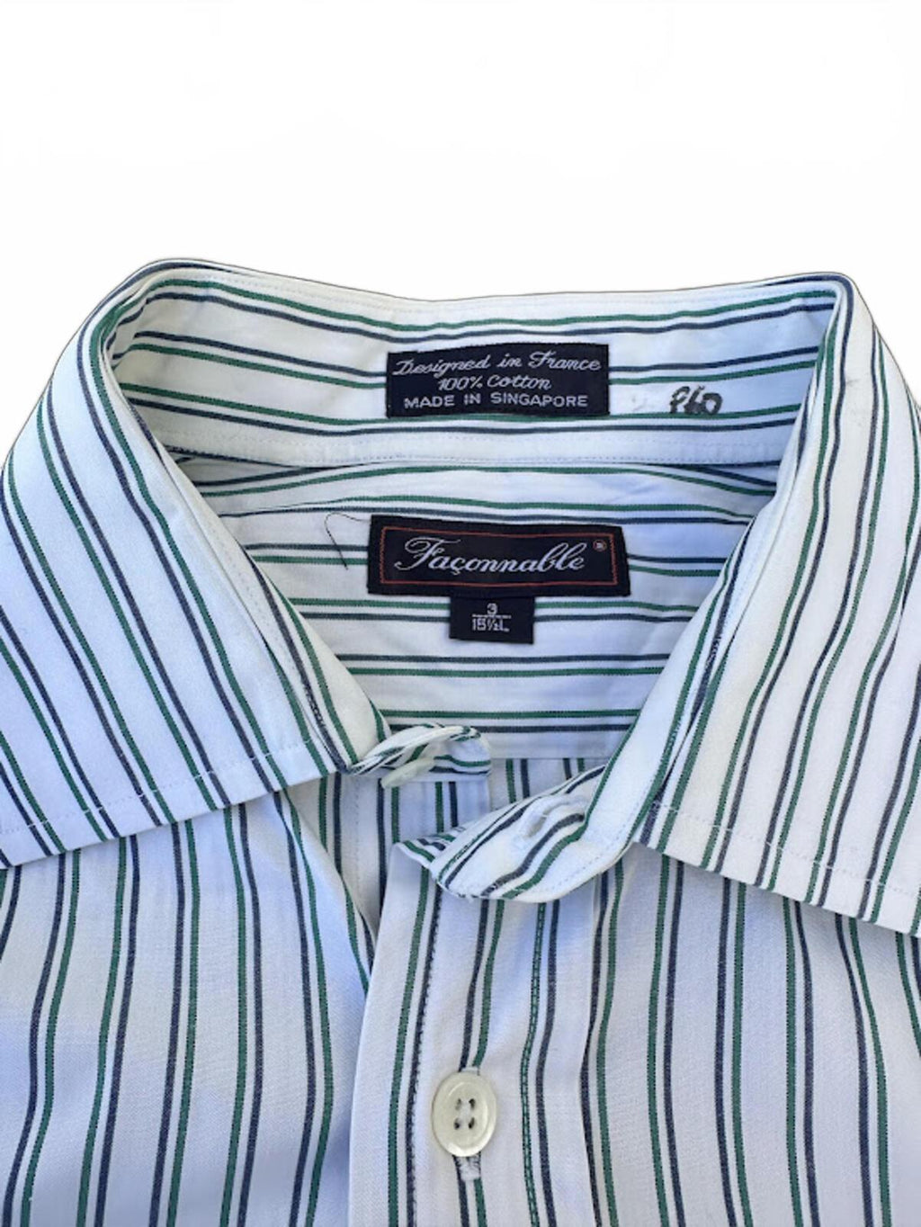 Faconnable Stripe Shirt 15.5 L Green Blue