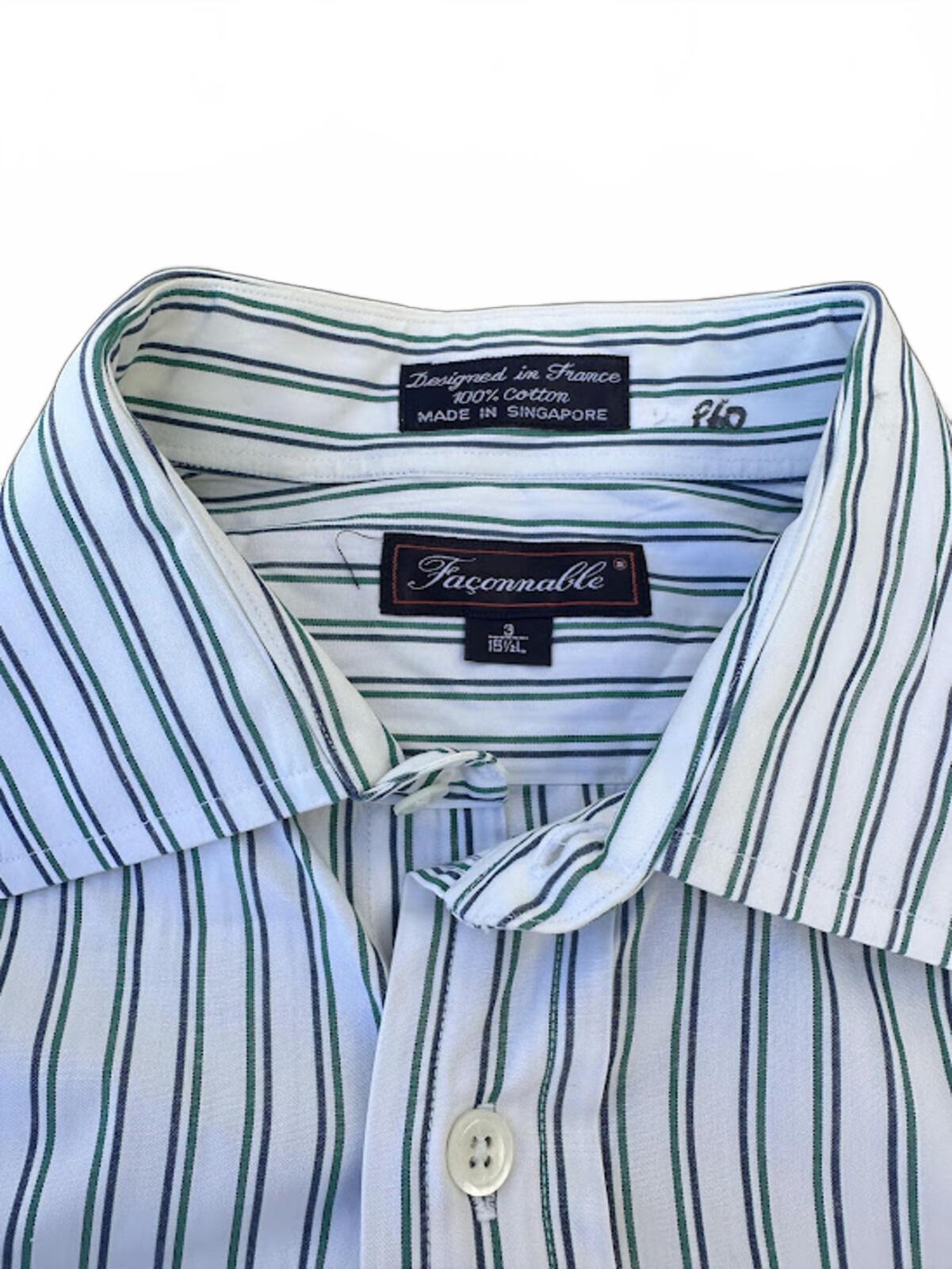 Faconnable Stripe Shirt 15.5 L Green Blue