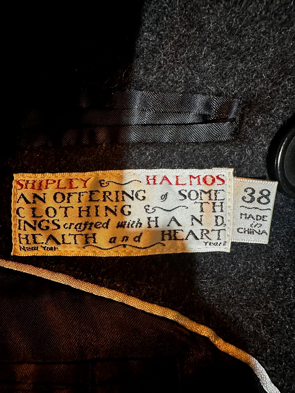 Shipley & Halmos Men’s Wool Peacoat Gray Size 38