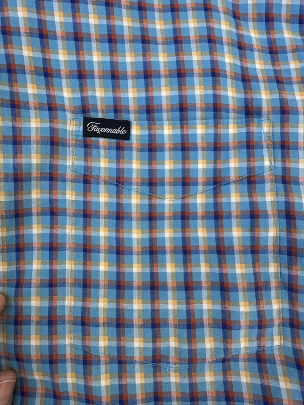 Façonnable Blue Plaid Shirt Men’s L