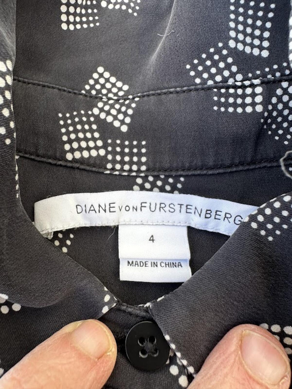 DVF Silk Sleeveless Blouse Black Sz 4