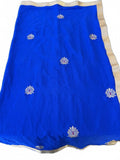 Blue Silk Sari Gold Border 96x88