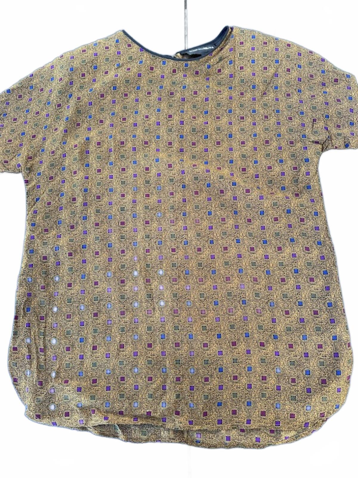 Francesca Rita Silk Blouse Brown Print Sz 4