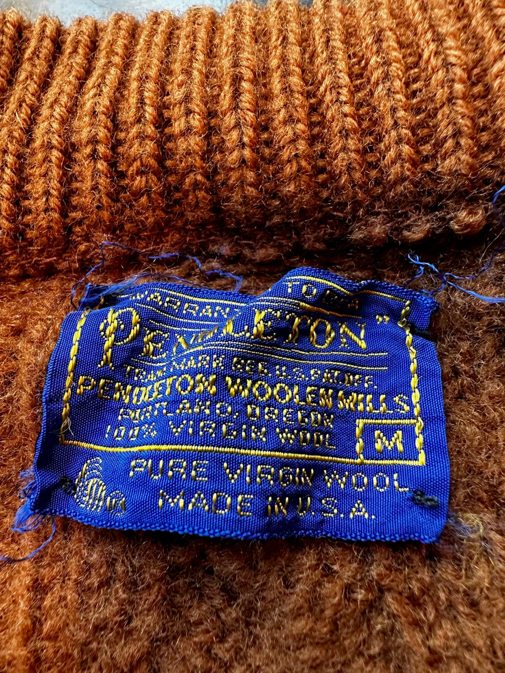 Vintage Pendleton Wool Cable Cardigan Brown M USA