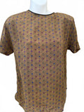 Francesca Rita Silk Blouse Brown Print Sz 4