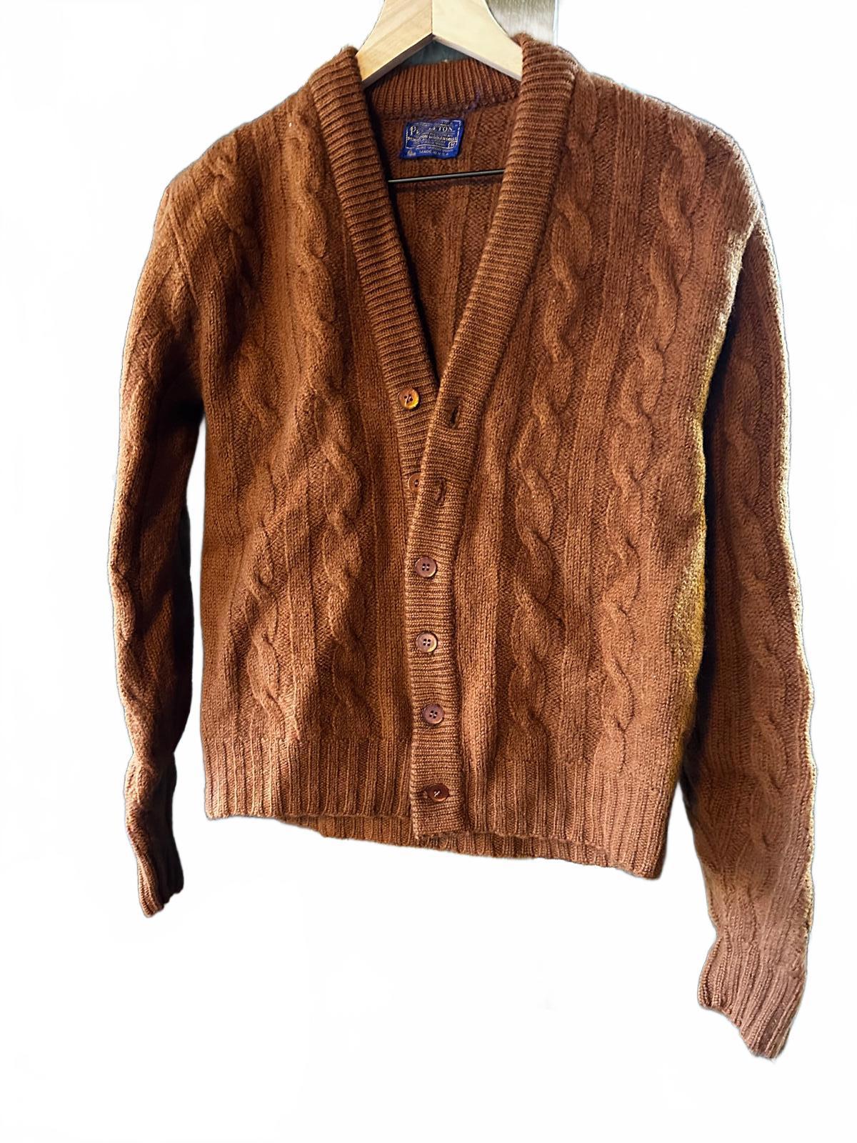 Vintage Pendleton Wool Cable Cardigan Brown M USA