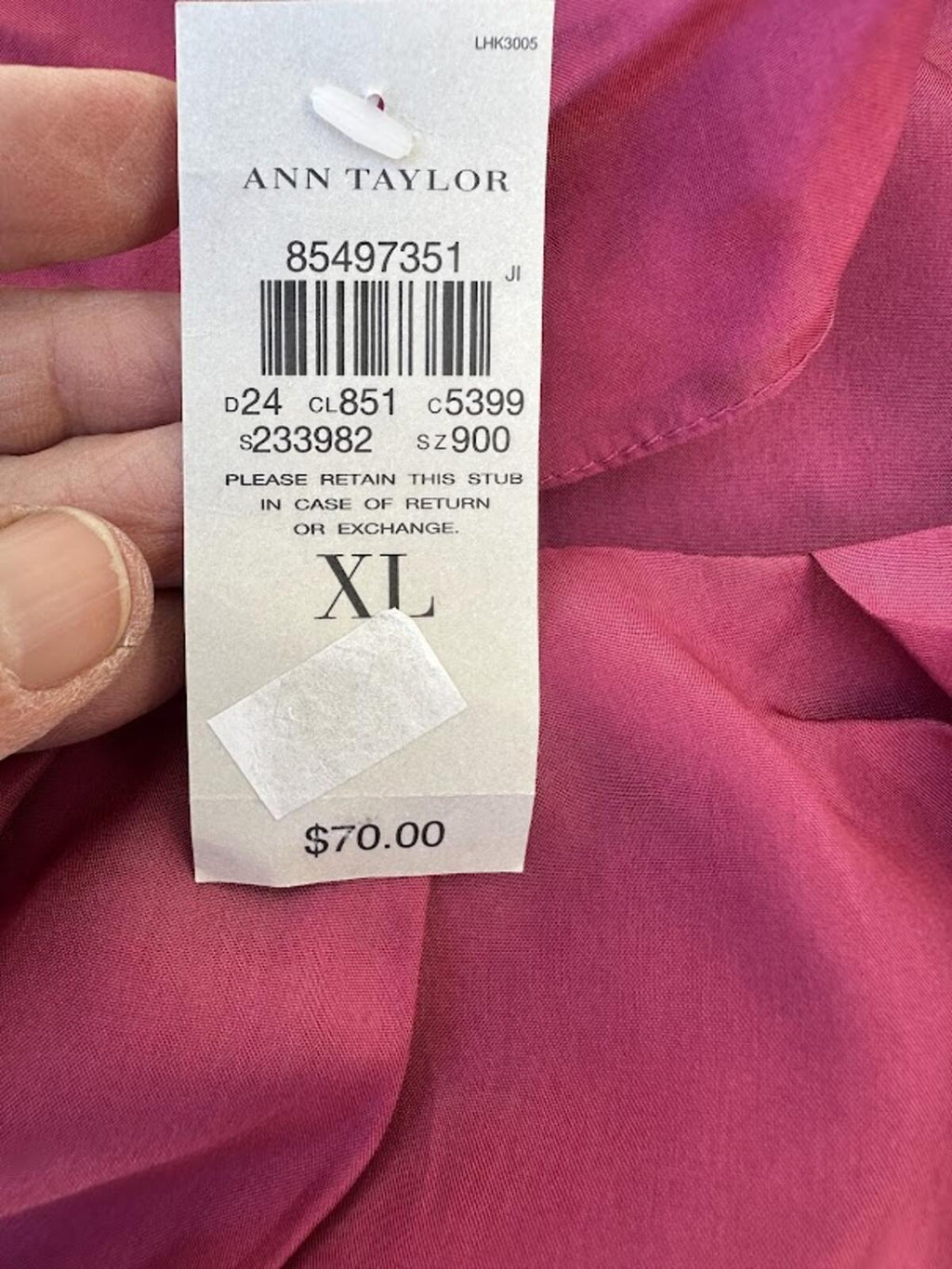 Ann Taylor Silk Blouse Magenta XL NWT