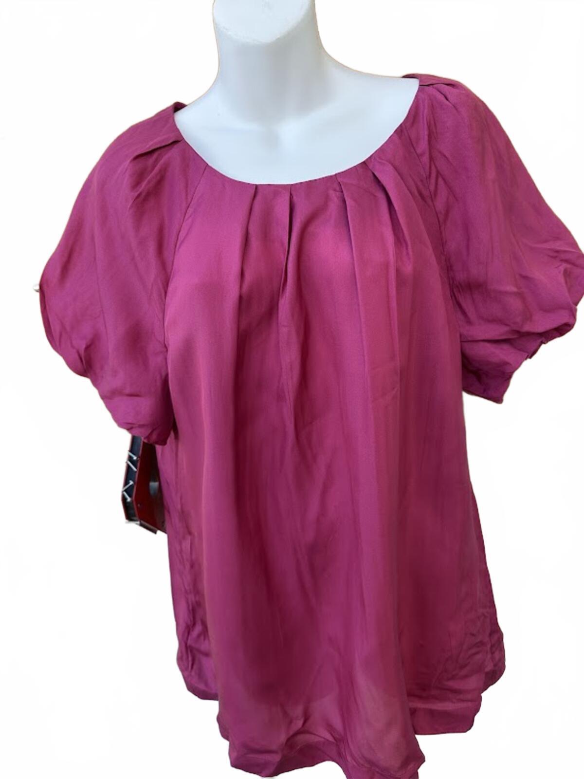 Ann Taylor Silk Blouse Magenta XL NWT