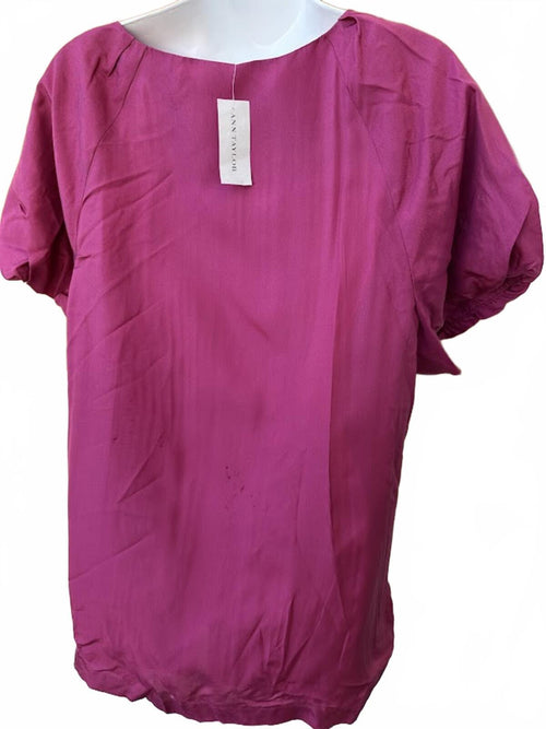 Ann Taylor Silk Blouse Magenta XL NWT