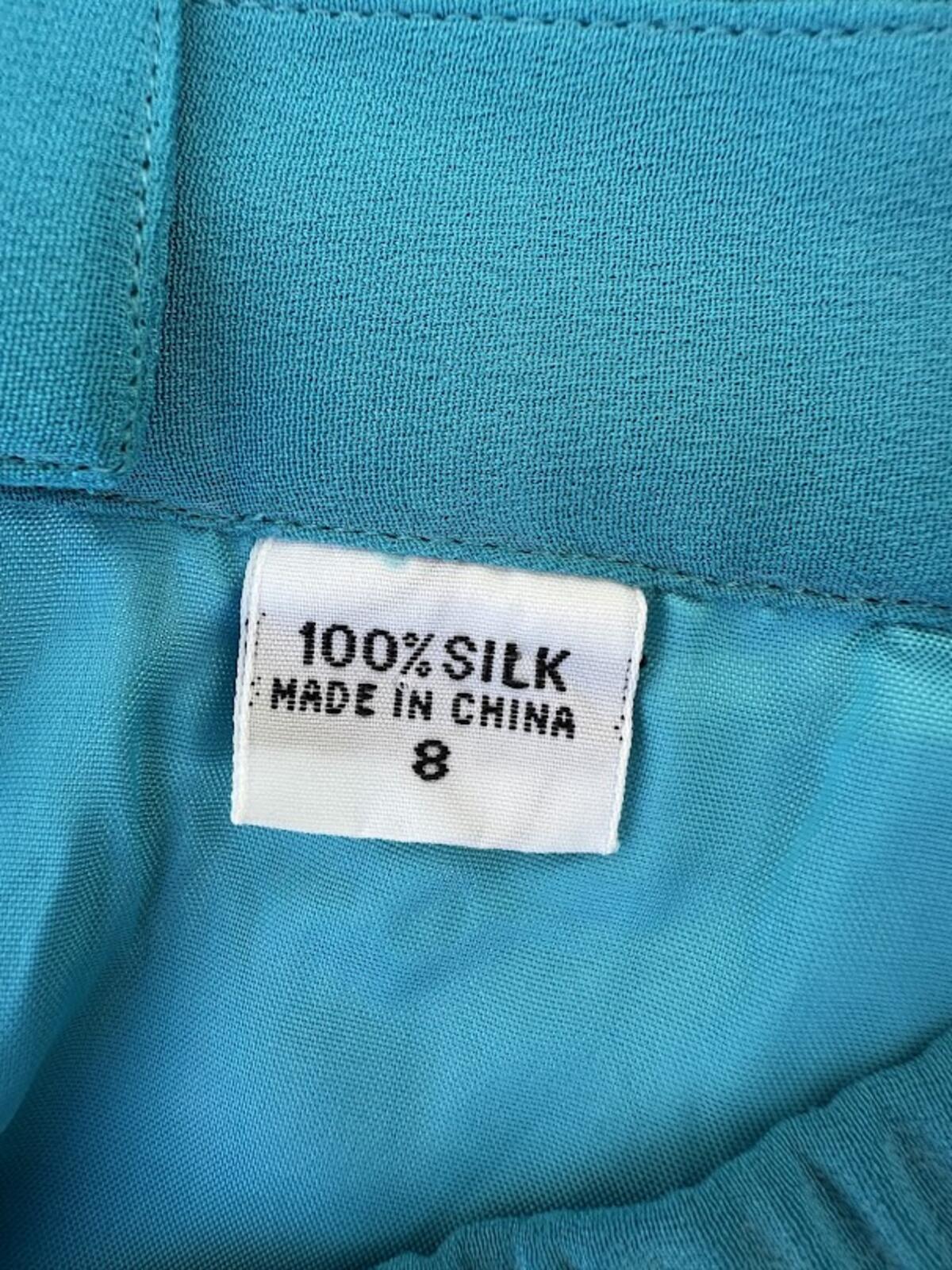 Turquoise Silk Skirt Size 8 Knee Length