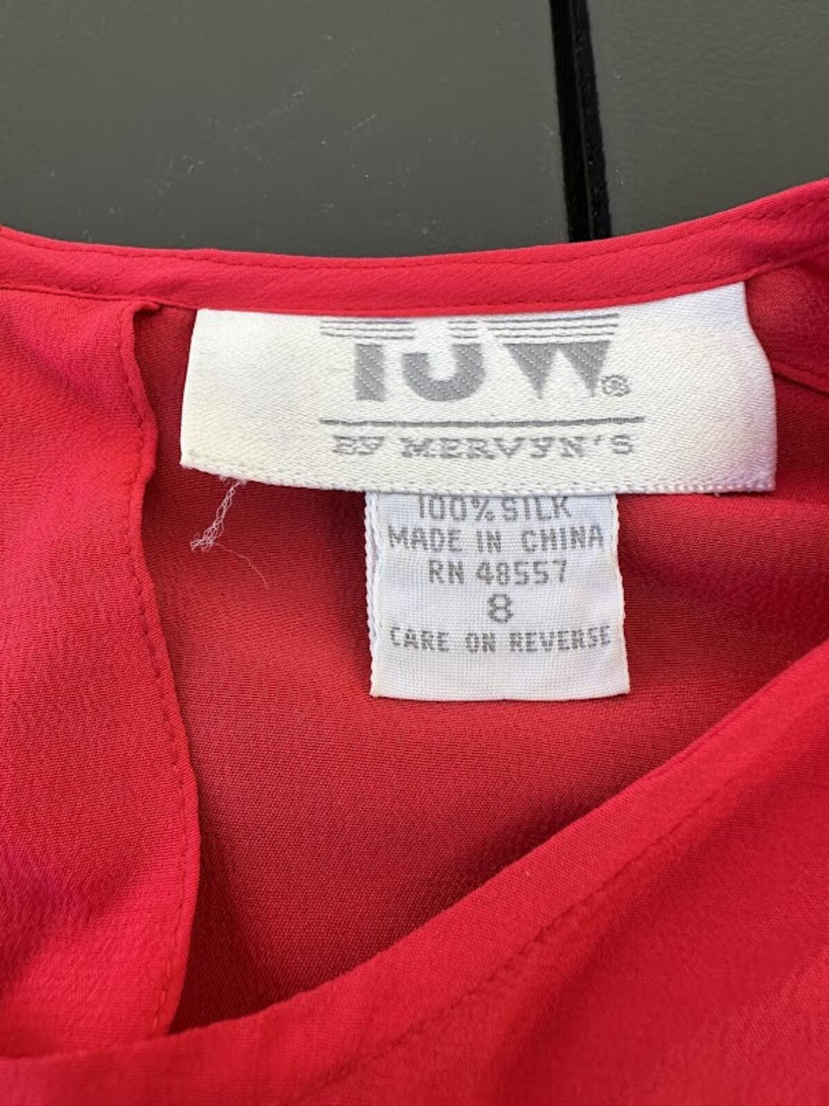IU by Hervé Léger Silk Top Red Sz 8