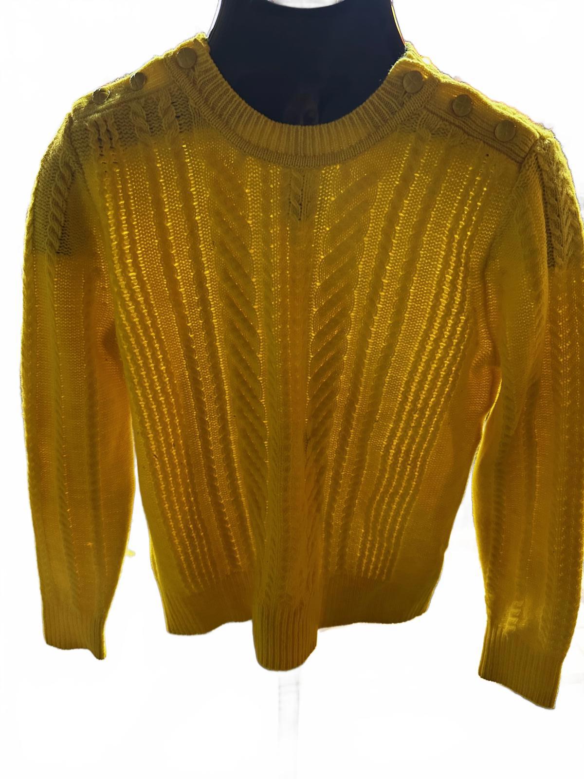 J.Crew Yellow Cable Knit Sweater Shoulder Buttons M