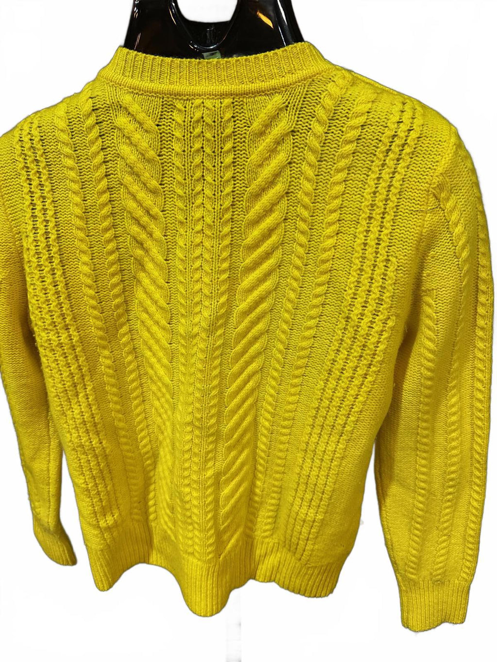 J.Crew Yellow Cable Knit Sweater Shoulder Buttons M