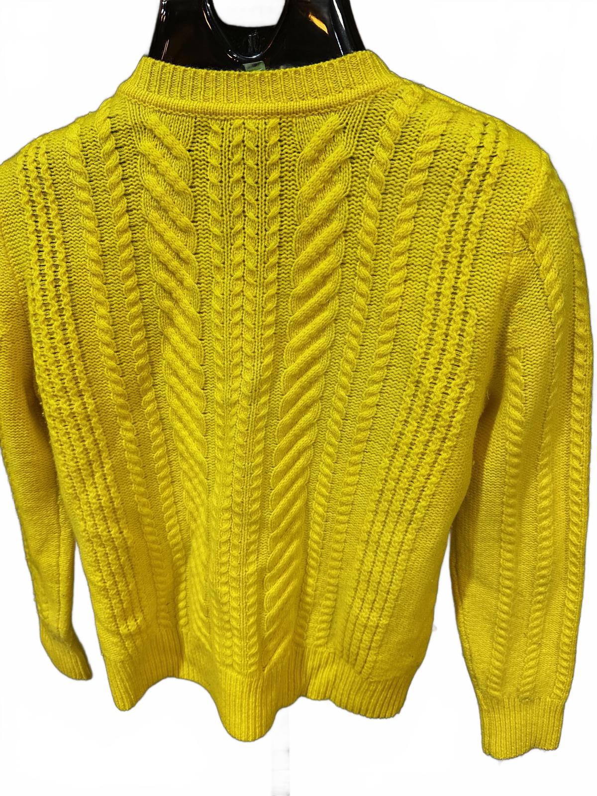 J.Crew Yellow Cable Knit Sweater Shoulder Buttons M