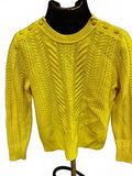 J.Crew Yellow Cable Knit Sweater Shoulder Buttons M