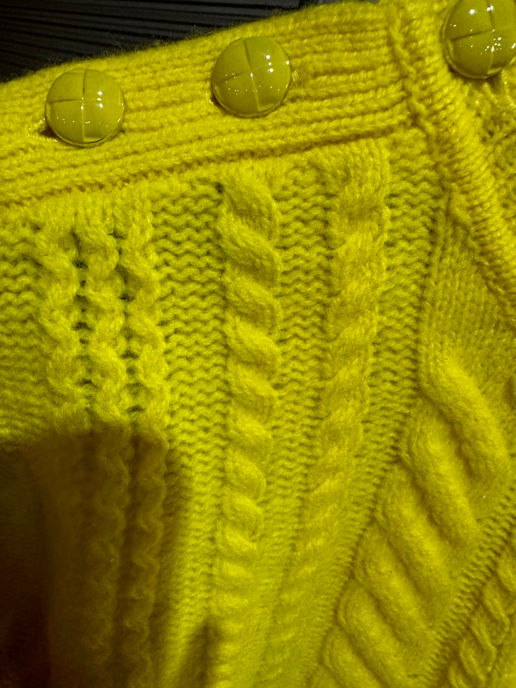 J.Crew Yellow Cable Knit Sweater Shoulder Buttons M