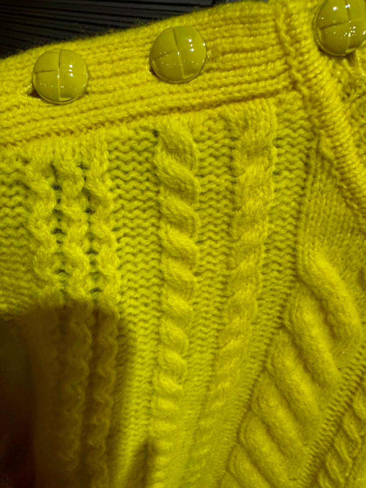 J.Crew Yellow Cable Knit Sweater Shoulder Buttons M