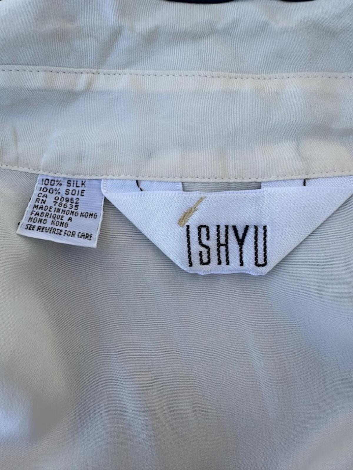 ISHYU Silk Blouse Stars Stripe Trim Size 4