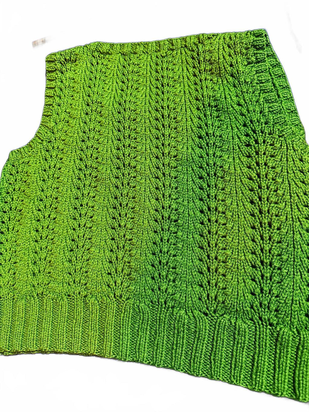 Green Open-Knit Sleeveless Sweater Tank Top S/M