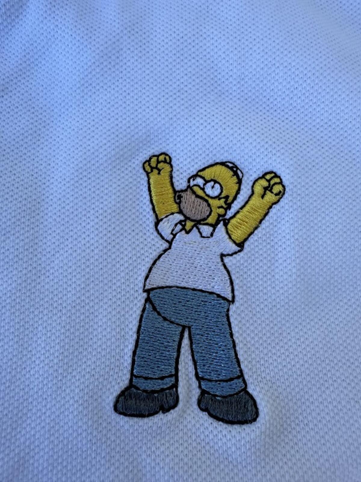 Simpsons Homer Polo Shirt Cropped White L
