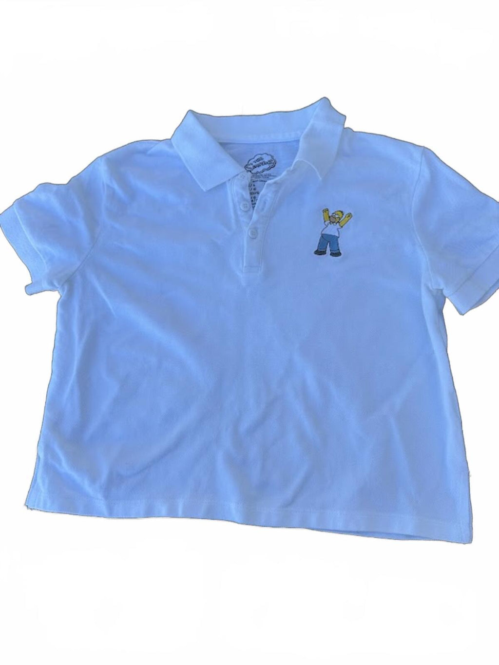 Simpsons Homer Polo Shirt Cropped White L