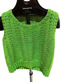 Green Open-Knit Sleeveless Sweater Tank Top S/M