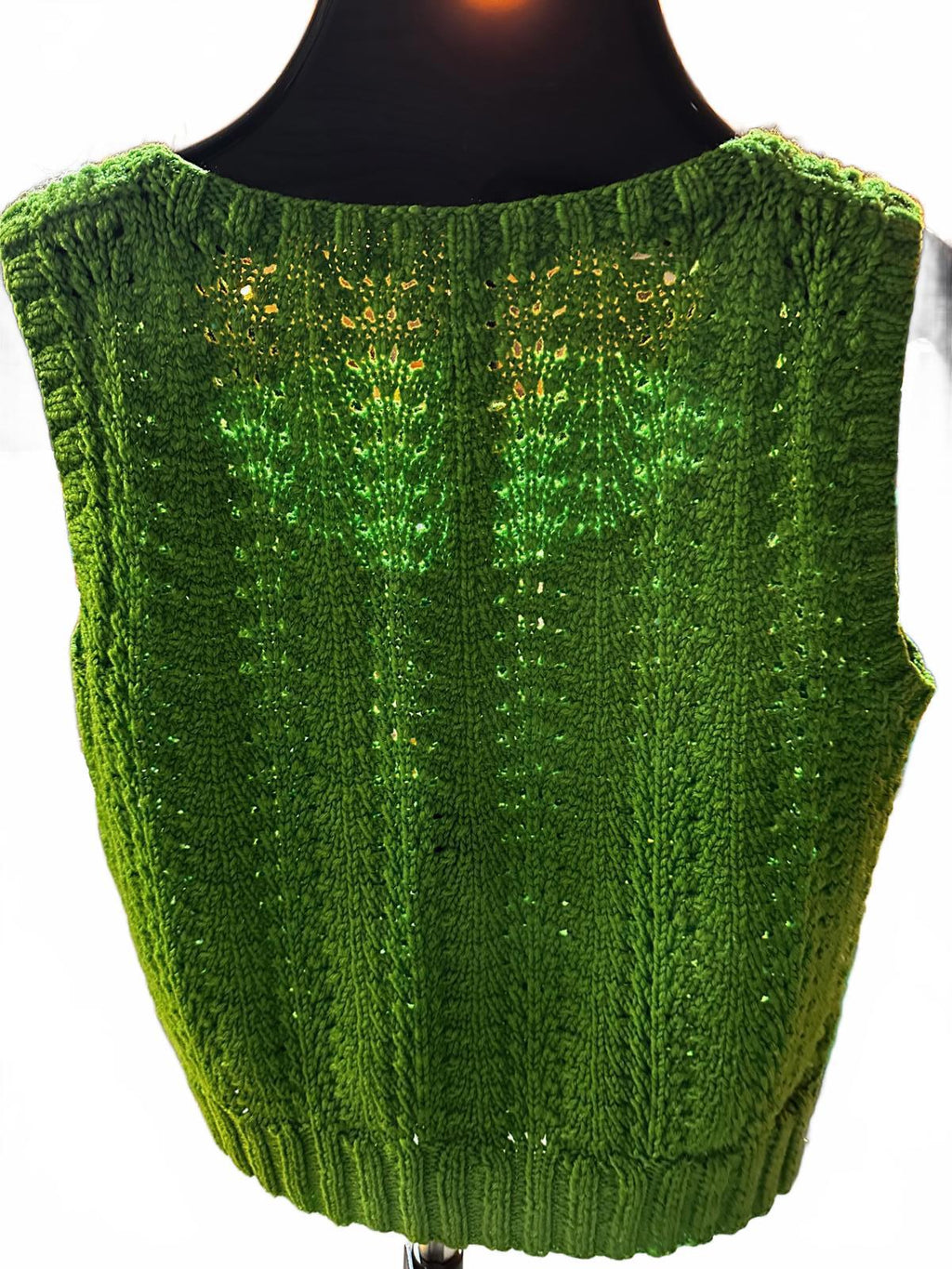 Green Open-Knit Sleeveless Sweater Tank Top S/M