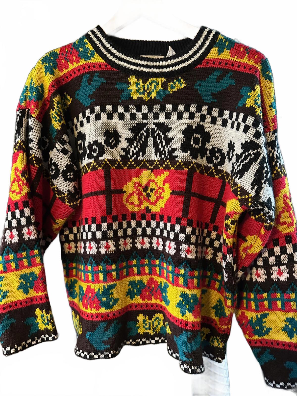 Vintage Château Korea Knit Sweater M Multicolor