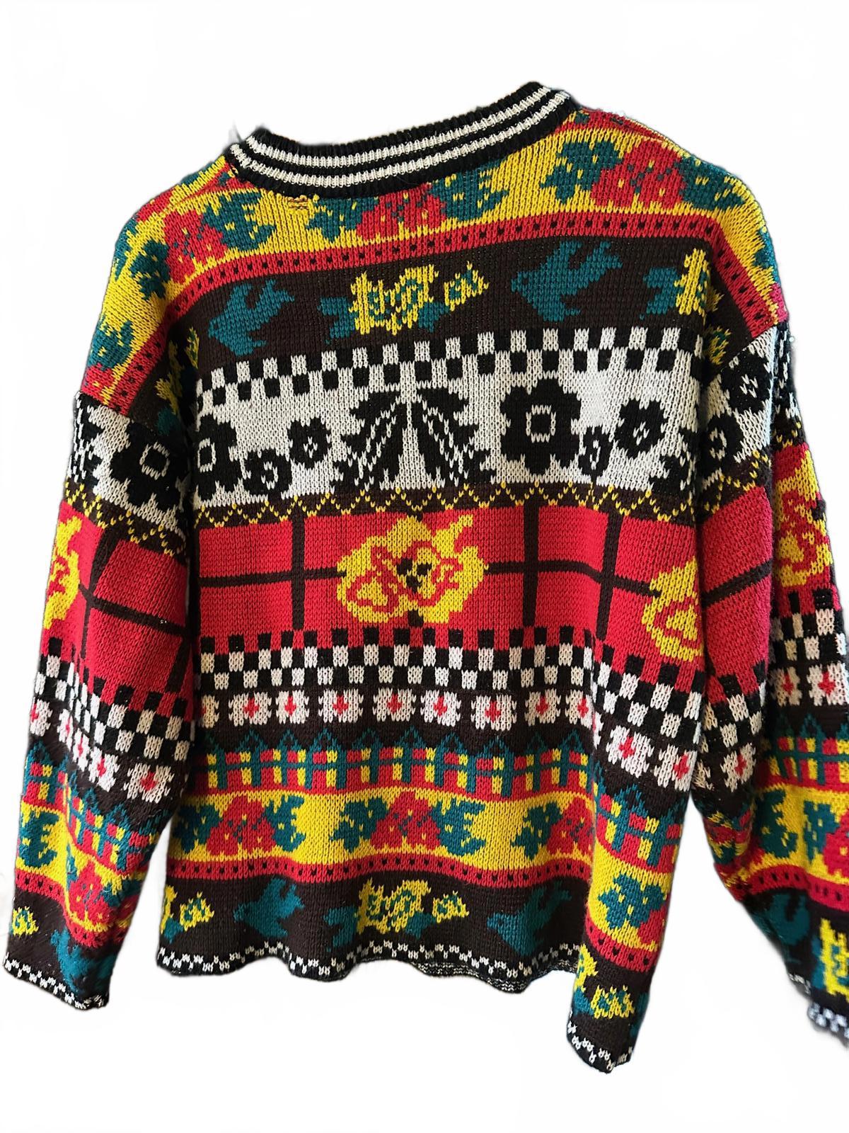 Vintage Château Korea Knit Sweater M Multicolor