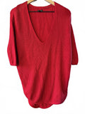 Express Red Cotton V-Neck Knit Sweater Sz S