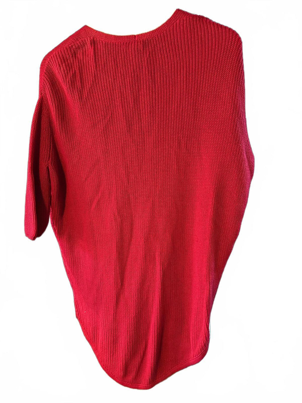 Express Red Cotton V-Neck Knit Sweater Sz S