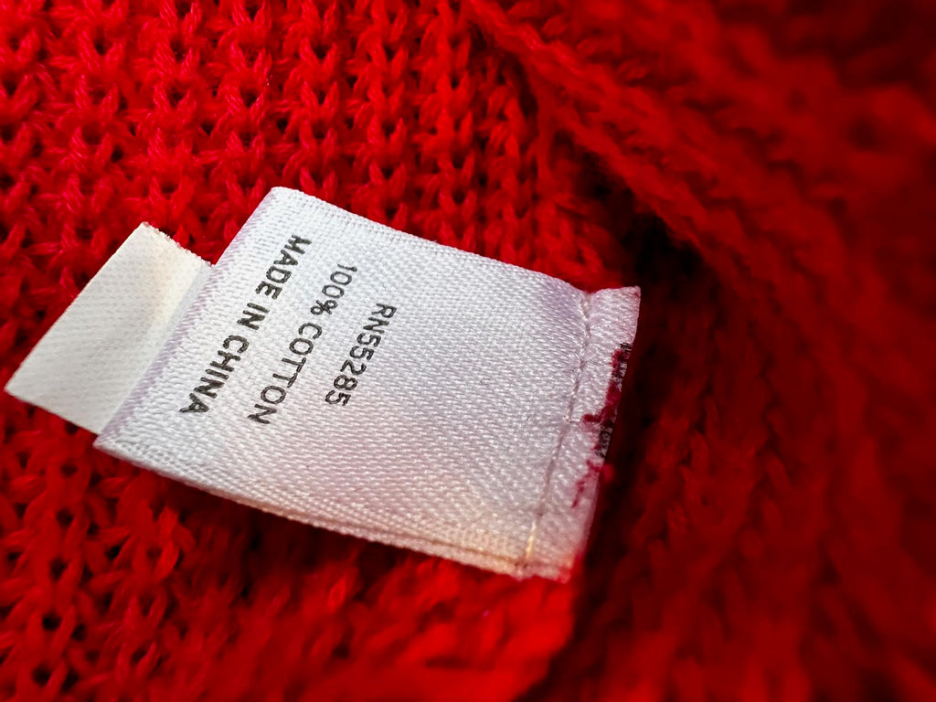 Express Red Cotton V-Neck Knit Sweater Sz S