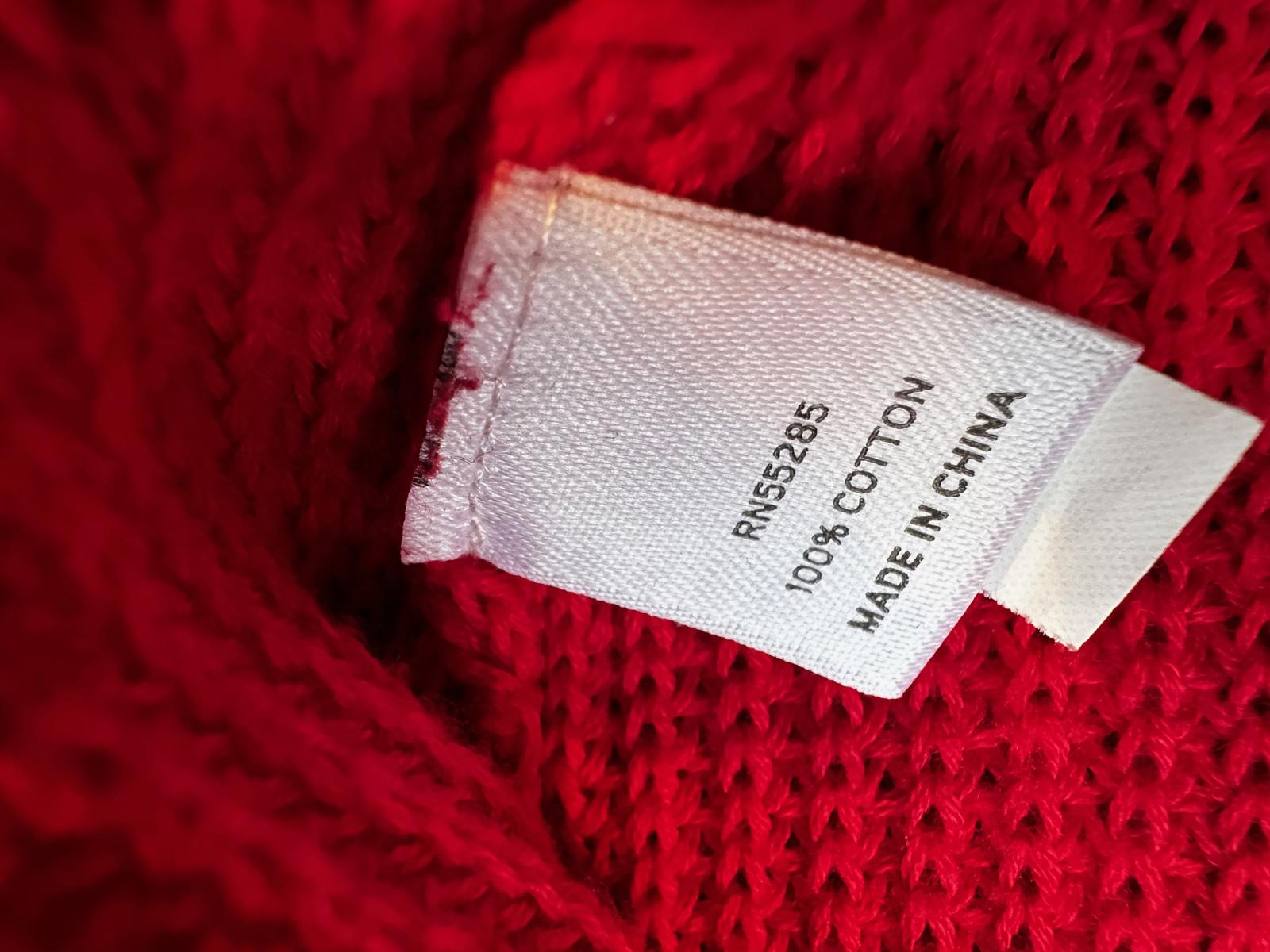 Express Red Cotton V-Neck Knit Sweater Sz S