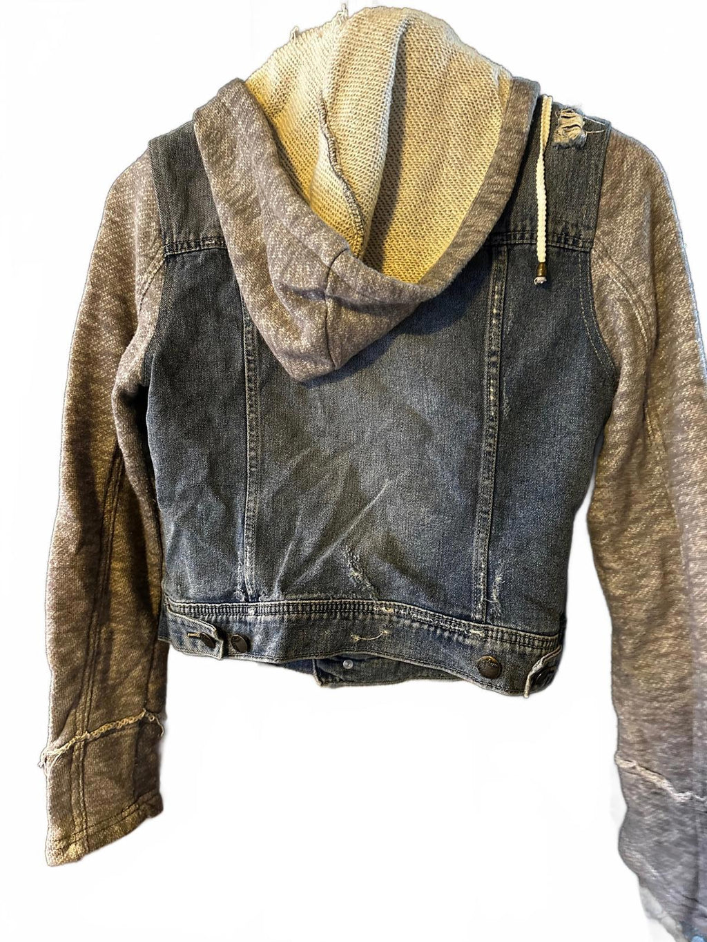 Free People Distressed Denim Hoodie Jacket S