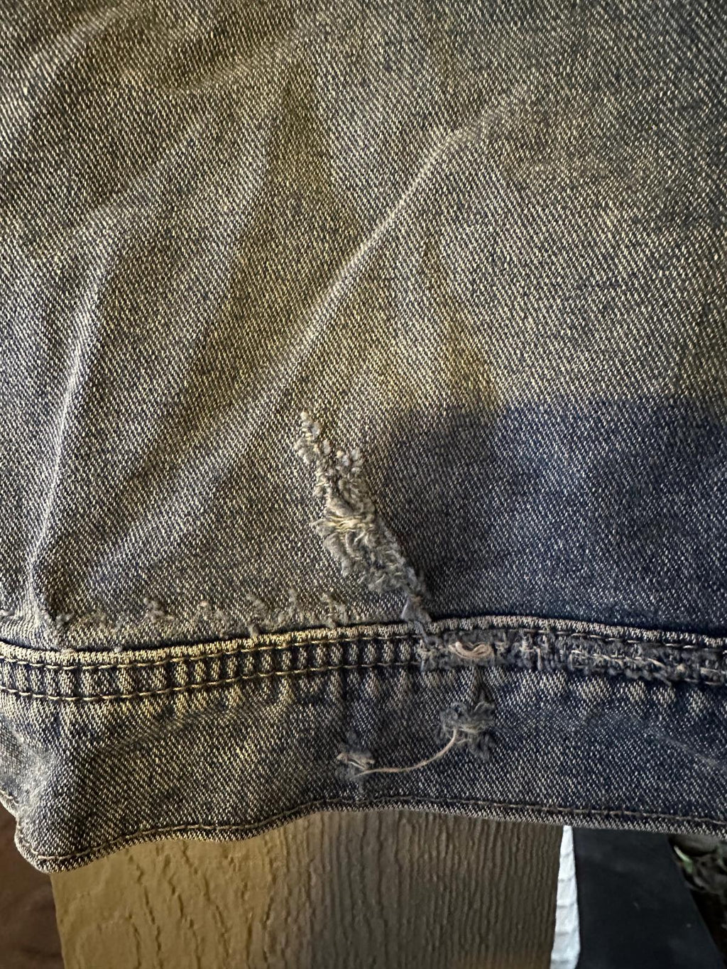 Free People Distressed Denim Hoodie Jacket S