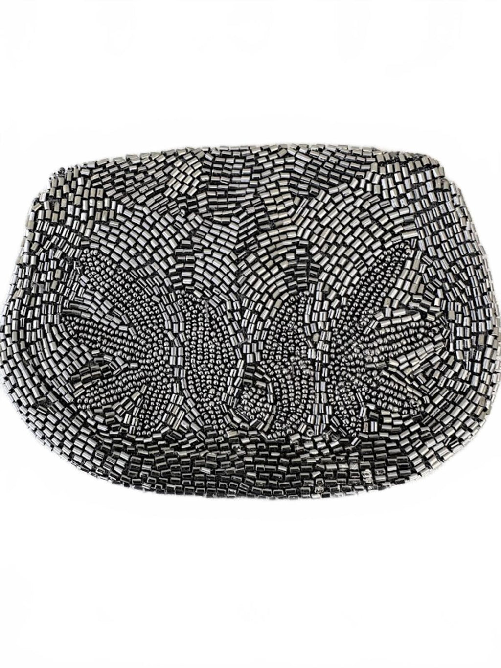 Vintage Black Beaded Clutch Floral Pattern
