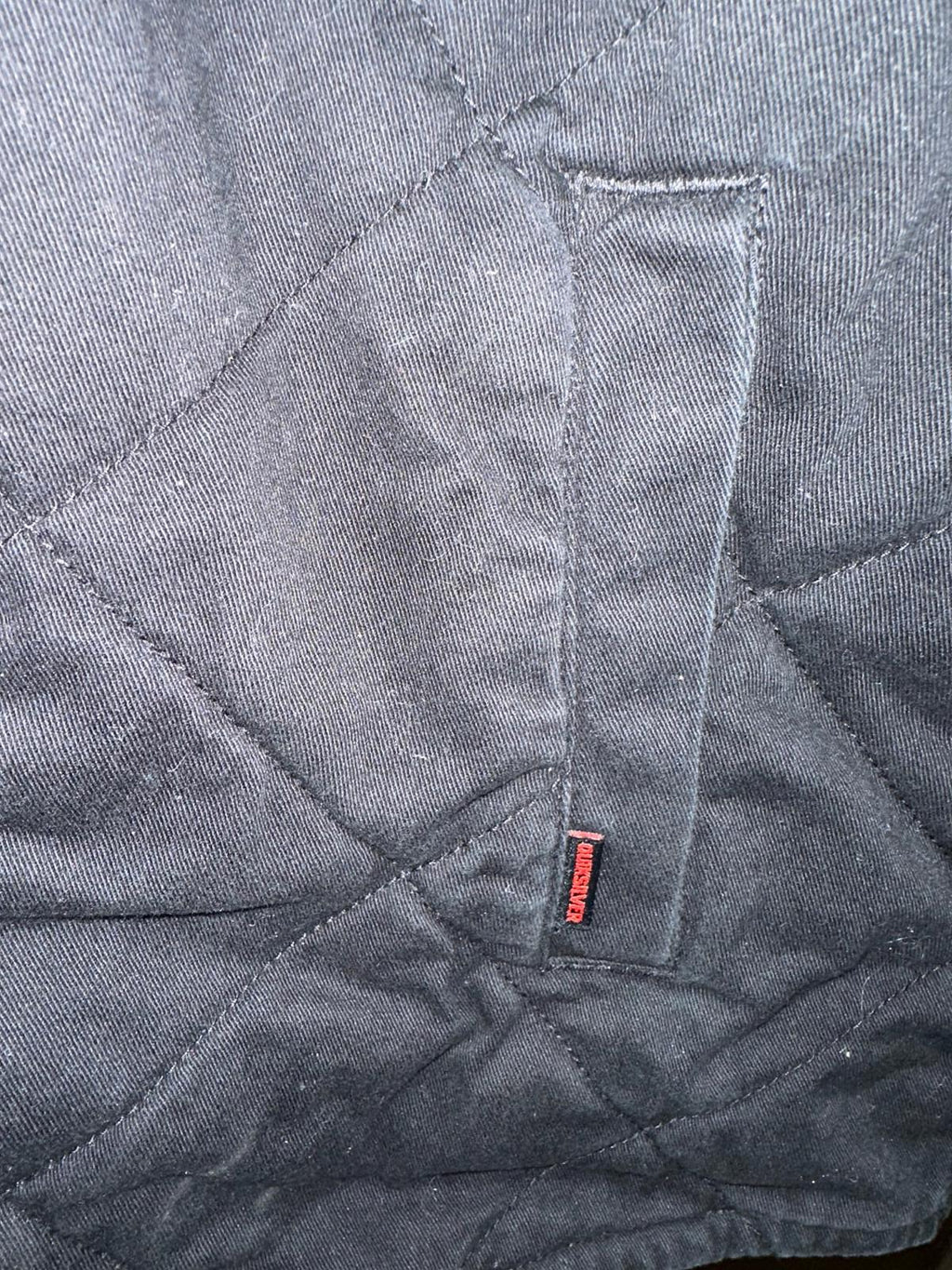 Quiksilver Black Quilted Jacket L Hooded