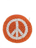 Vintage Beaded Peace Sign Coin Purse Boho 60s
