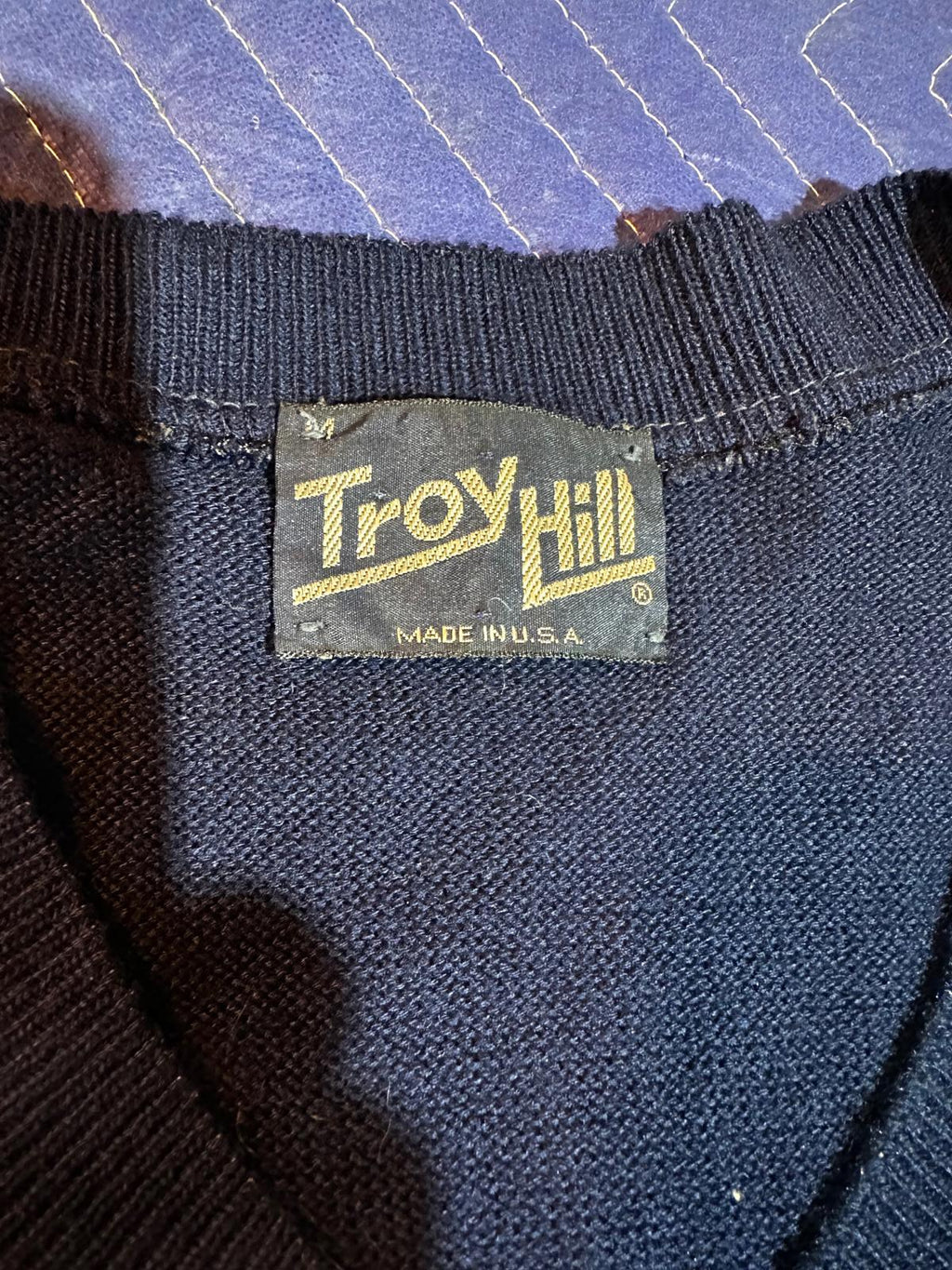 Troy Hill Navy Varsity Stripe Sweater USA M