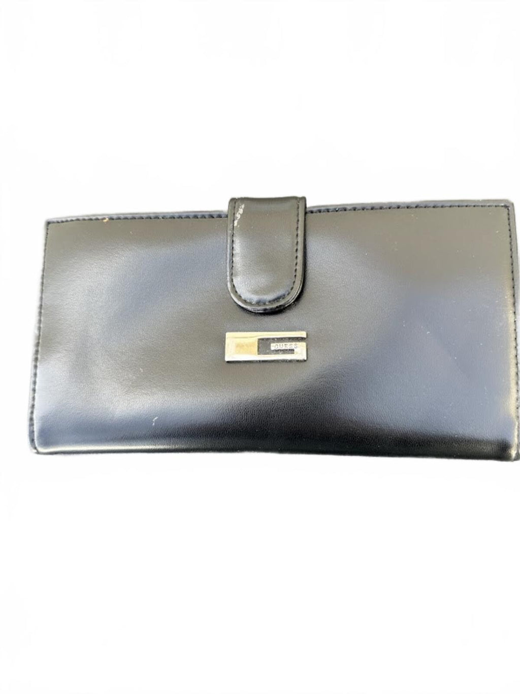 Guess Black Faux Leather Wallet Snap Closure