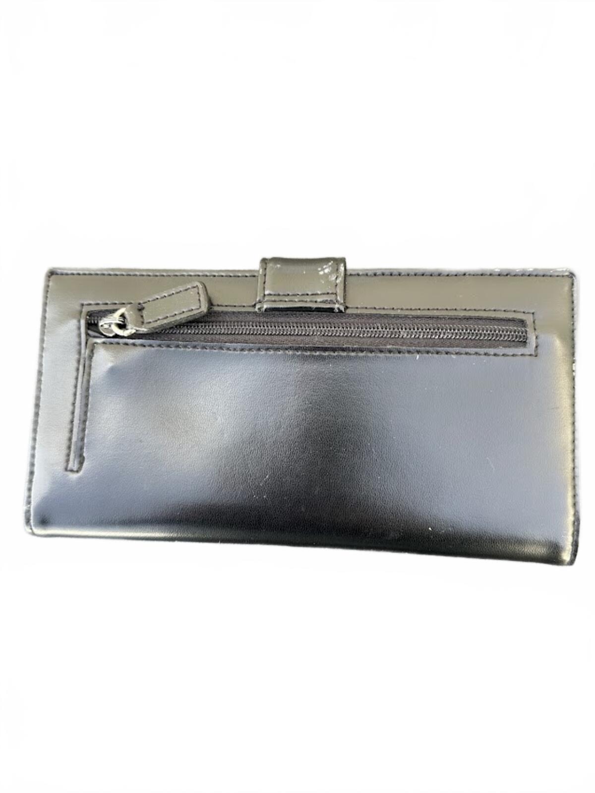 Guess Black Faux Leather Wallet Snap Closure
