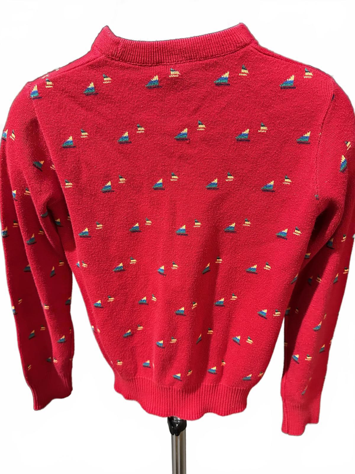 Red James River Cotton Geo Knit Sweater Small