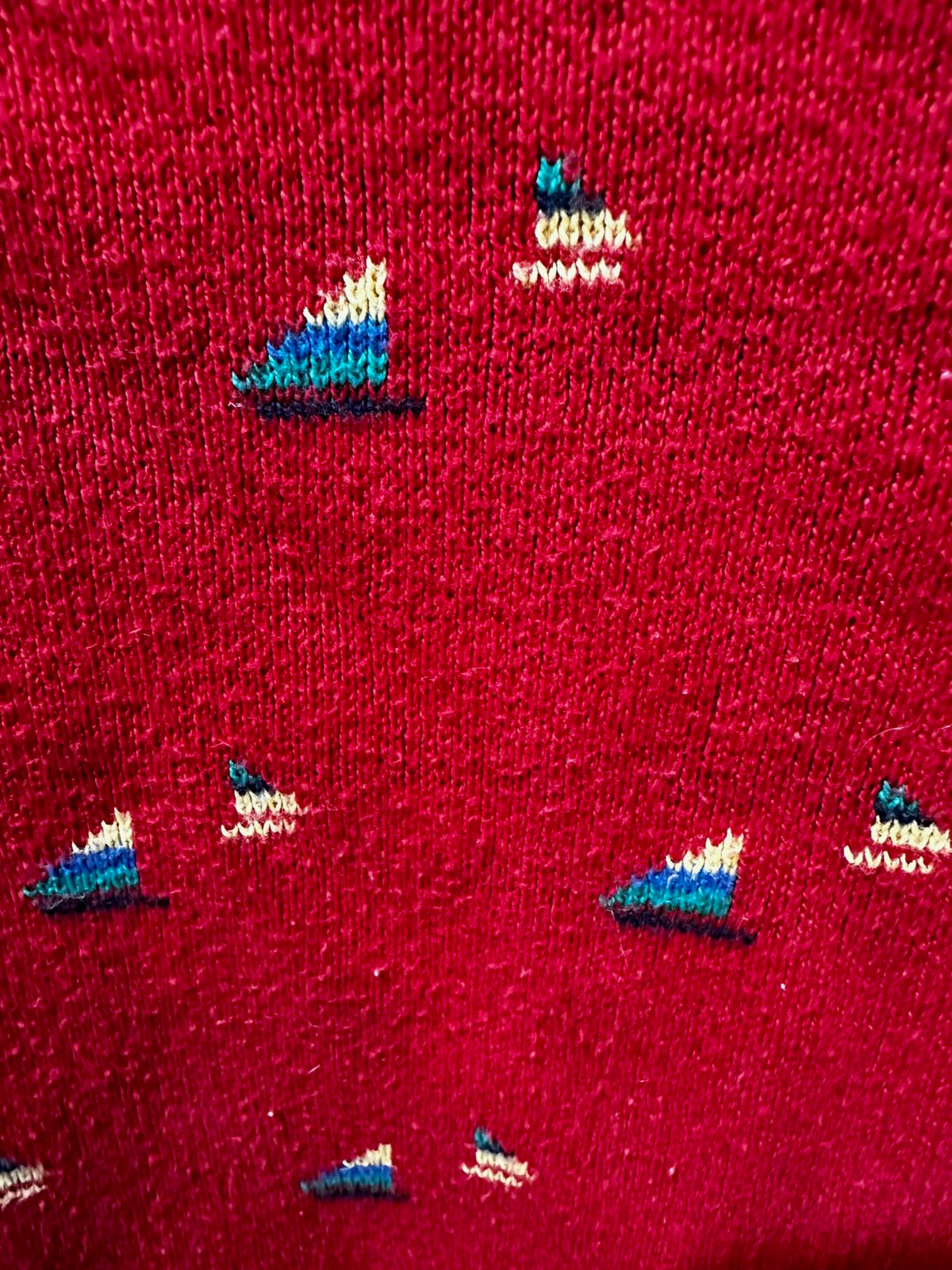 Red James River Cotton Geo Knit Sweater Small