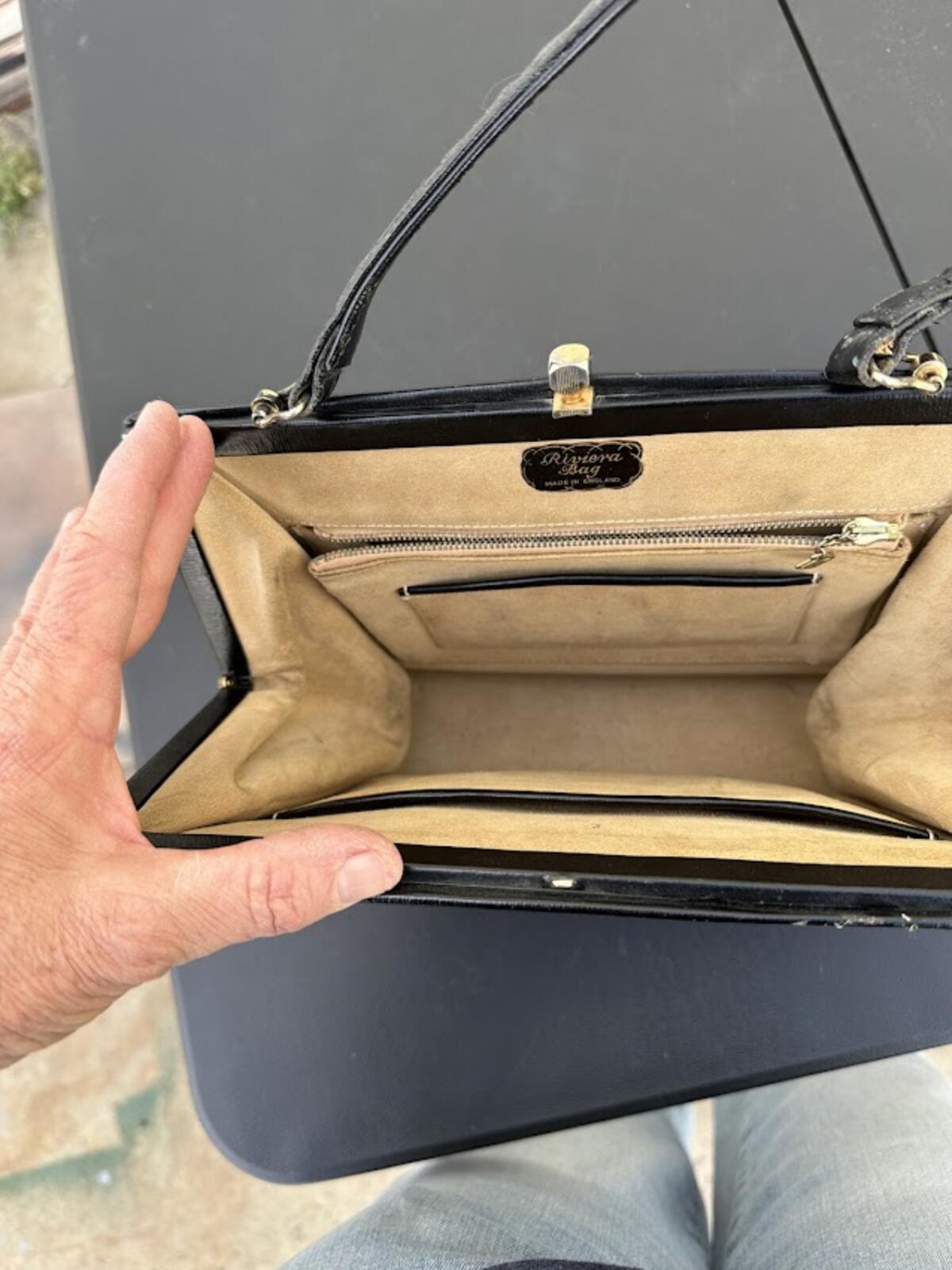 Vintage Riviera Bag England Black Top Handle