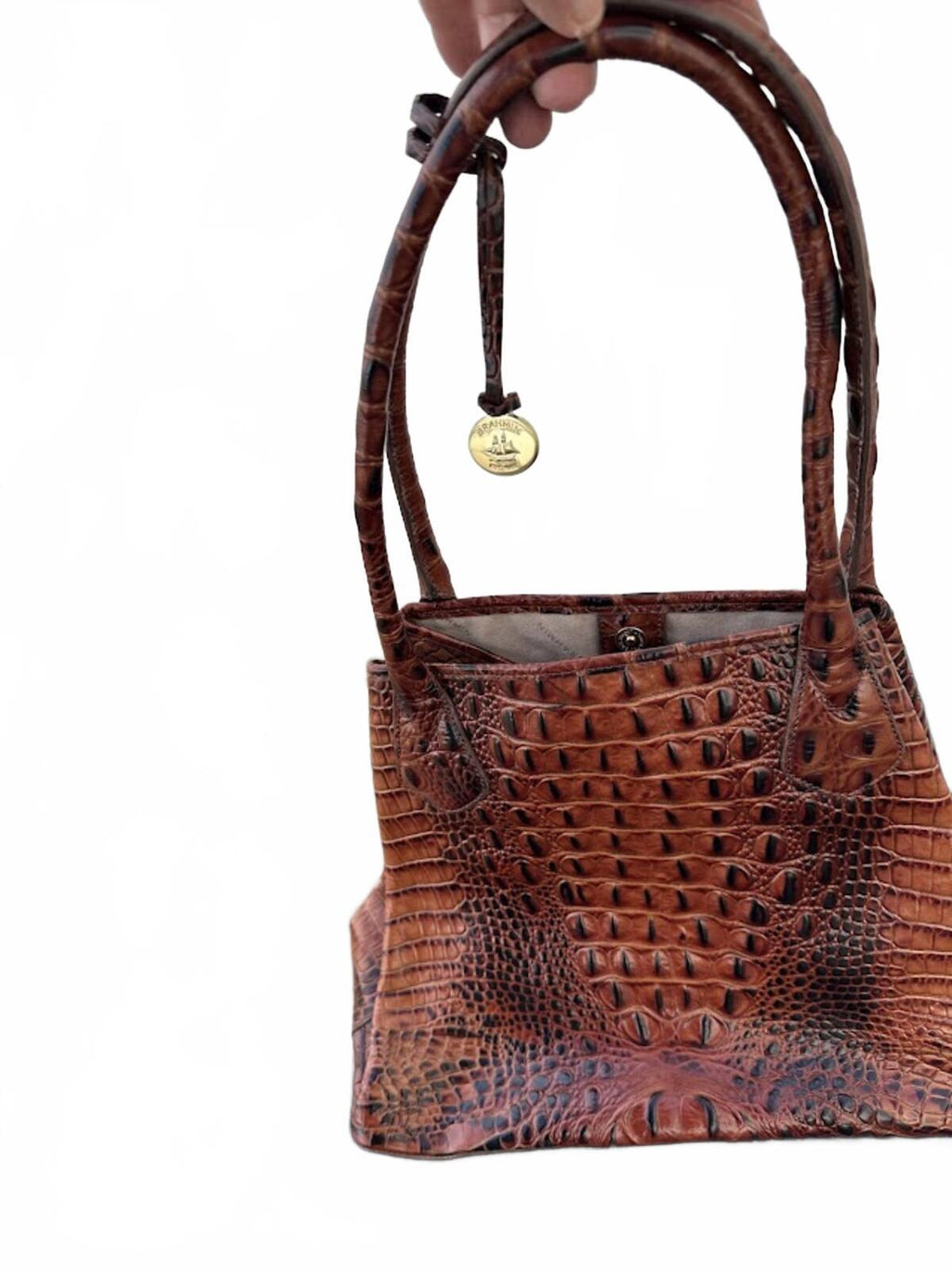 Brahmin Croc Embossed Leather Shoulder Bag