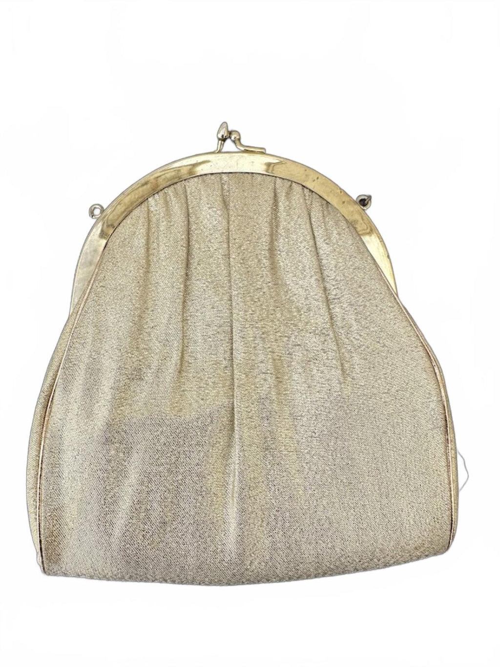 Vintage Gold Lamé Kiss Lock Evening Clutch