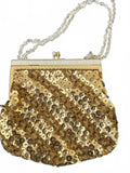Vintage Gold Sequin Evening Clutch Chain Strap
