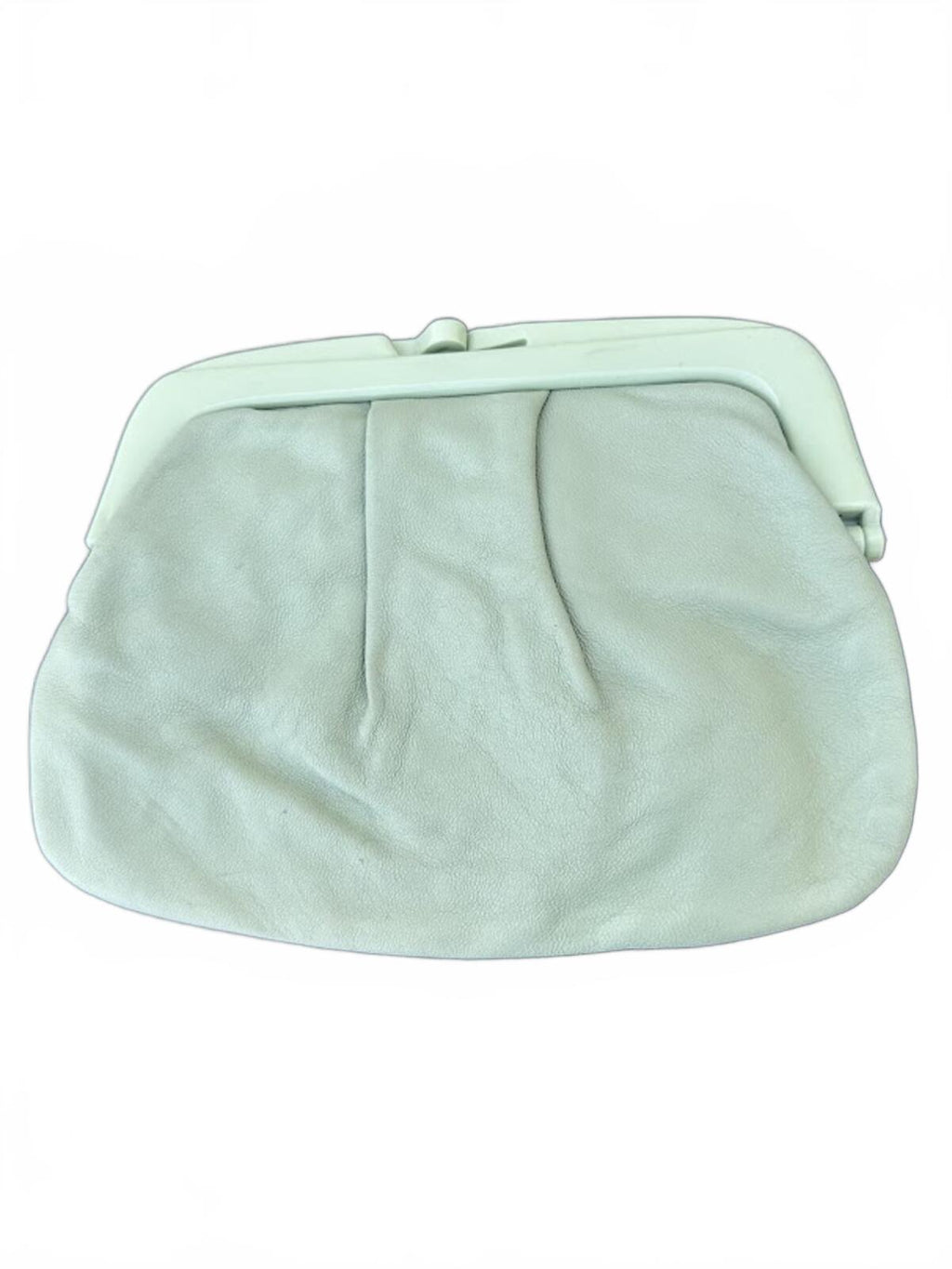 Vintage Italian Mint Leather Clutch Frame Bag