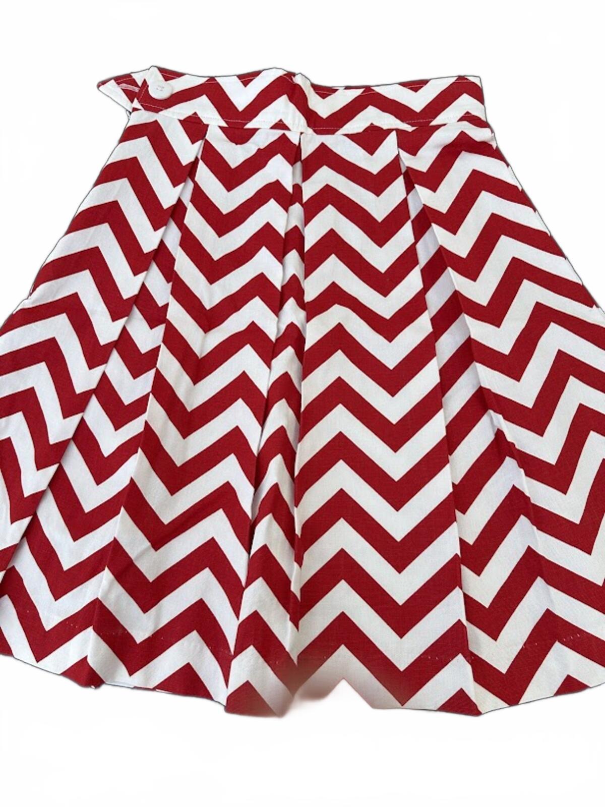 Corlyn Red White Chevron Skirt 29W Vintage