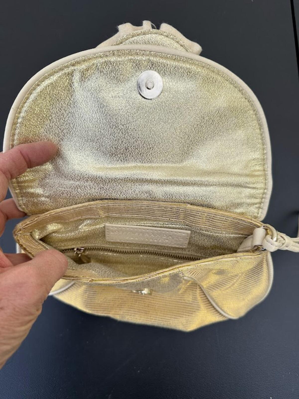 Loeffler Randall Gold Wristlet Clutch Flower